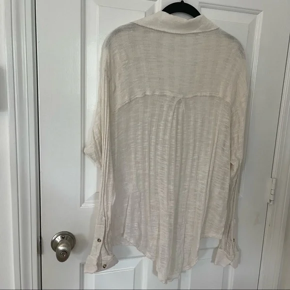 Free People cream long sleeve button down top - Picture 5 of 14